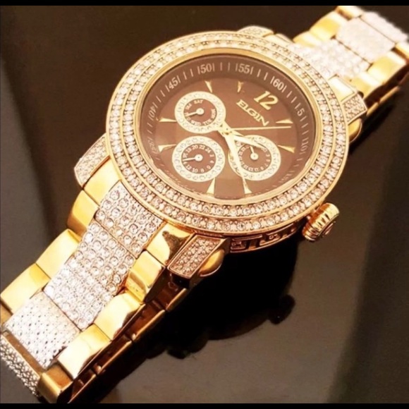 New With Box Men’s Elgin FG507S Gold Tone Watch with Date-Day-24 hours Subdial - Picture 5 of 7